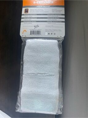 HEAD White Wristband with Black Logo - Pack of 2
